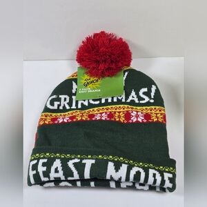 Bioworld Dr Seuss Grinch 2 Pack Knit Pom Beanie Winter Hats NWT